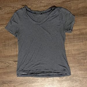 BRANDY MELVILLE Blue and White V Neck Tee